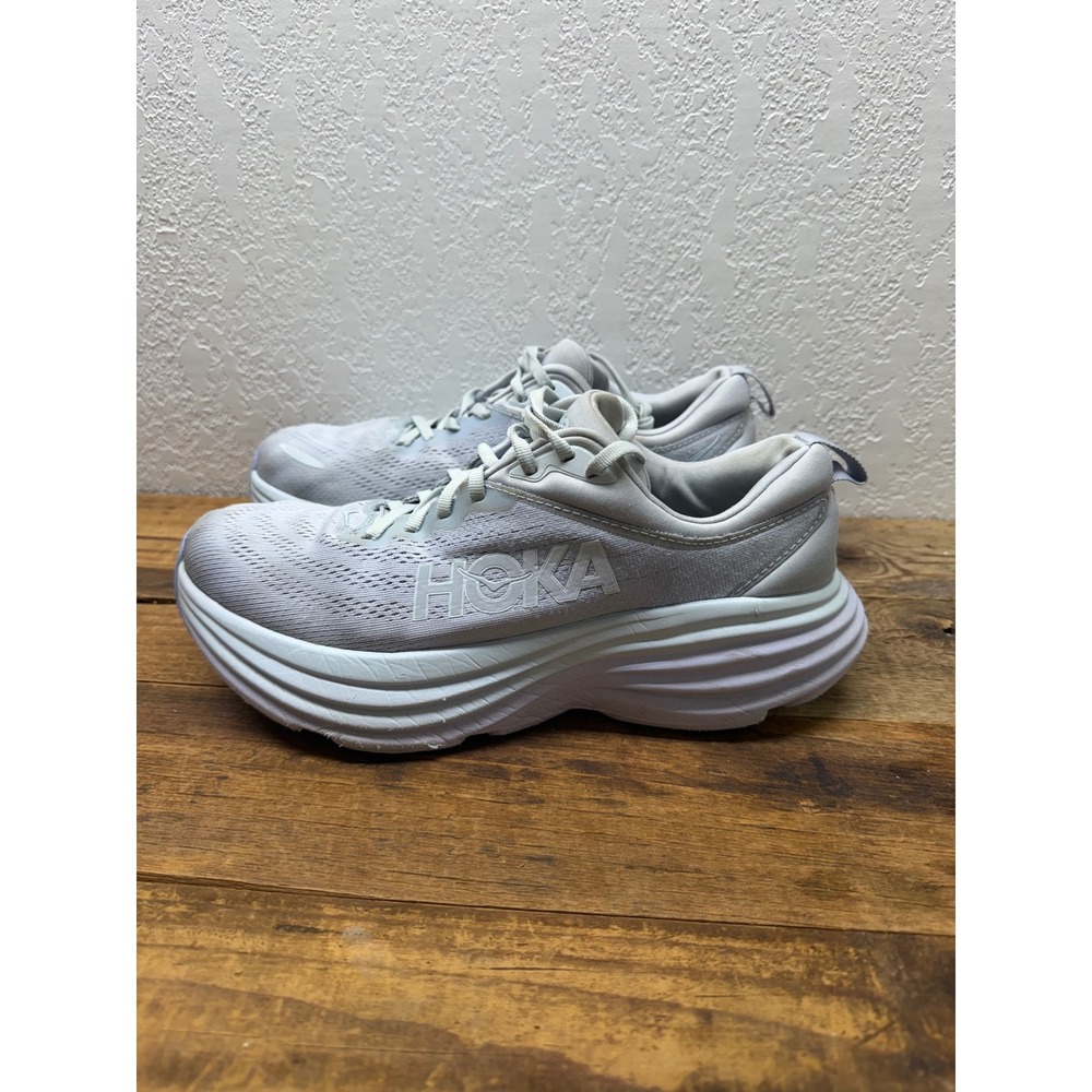 Hoka Bondi 8 Womens Running Shoes Grey Lilac 1127952 US 9B